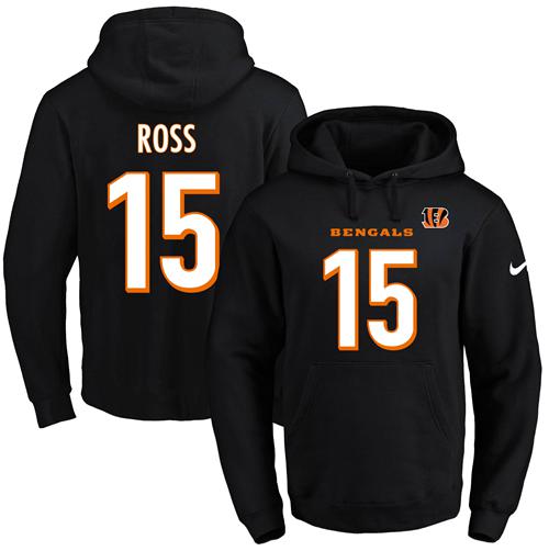 Nike Bengals #15 John Ross Black Name & Number Pullover NFL Hoodie